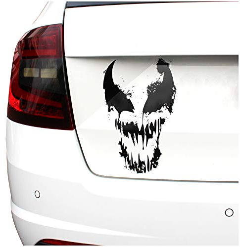 Skull Alien Monster Aufkleber Sticker Auto Boot Motorrad Caravan Dekor K078 (Karminrot, 28x18cm)