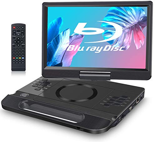 FANGOR 12 Inch Portable Blu Ray DVD Player with HDMI Output Built-in Rechargeable Battery, Sync Screen, AV Out/in, Dolby Audio, USB/SD Playback