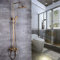 Retro Duschset, Antik Messing Duschsystem, Wasserhahn Messing Antik Mit Höhenverstellbar Umfassen Handbrause, Duschkopf und Dusche Armatur