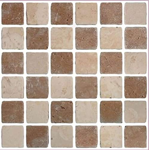 Pack of 20 Traditional Modern Art Tile transfers Stickers Peel and Stick backsplash Room Decor self Adhesive Oil Proof- Vintage Victorian Moroccan Black Cream Mosaic (Brown Stone)