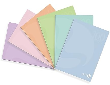 BM BeMore Centus Pastell – 0122728 – Heft Format A4 – Lineatur 5 mm – kariert ohne Rand für 4. und 5. Klasse, mittlere und obere – Papier 100 g/m² – Packung mit 12 Stück