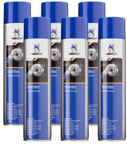 Normfest Bremtec Bremsenreiniger – mit Aceton, rückstandsfrei, für Bremsen, Metallteile und Klebeflächen, Starke Reinigungsleistung für Werkstatt und Industrie, schnell trocknend, 6X 600 ml