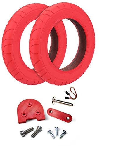 Myfuturshop® Ruedas Rojas 10 Pulgadas para Patinete Xiaomi M365, S1, Essential, Pro Y PRO2 + Kit Espaciador para Usar Ruedas Grandes. (Rueda ROJA + Rojo)