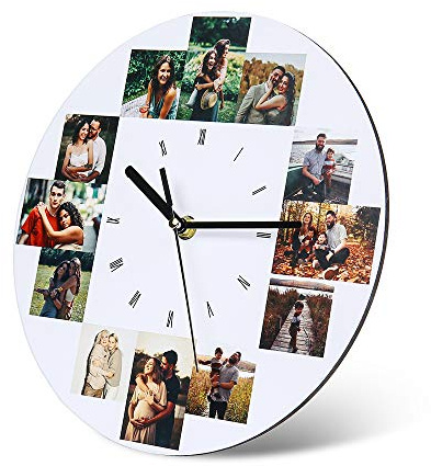 Jewel Wanduhren Personalisierte Foto Wanduhr mit 1-12 Bildern Benutzerdefiniert Wanduhren für Familie Mutter Geburtstag Hochzeitstage Dekorative Geschenk (12 Fotos)