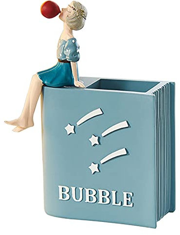 Bseical Kreative Resin Stifthalter, Office Aufbewahrungsbox, Ein Multifunktions Büro Stifthalter Geeignet For Kinder Und Mädchen, Die Beste Dekorative Geschenk Bürogeschenk (book-blue)
