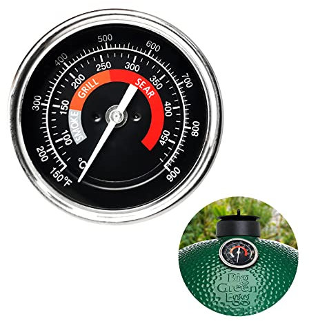 Quantfire Grill Temperature Gauge, Snap Grill Thermometer Replacement for Big Green Egg Accessories, Stainless Steel Cooking Thermometer for Barbecue Charcoal Grill Waterproof 3.3 Large Face