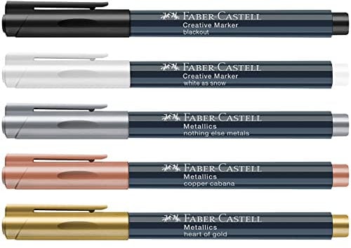 Faber-Castell 205011 - Set de marqueurs créatifs, avec deux marqueurs créatifs et trois marqueurs métalliques