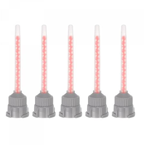sourcing map 5 Pcs Epoxy Tubes Static Mixer, 2.87-inch Plastic Resin Mixing Nozzle Knob Buckle for AB Glue Adhesive Gun Applicator 50ml Cartridges, Orange, Gray