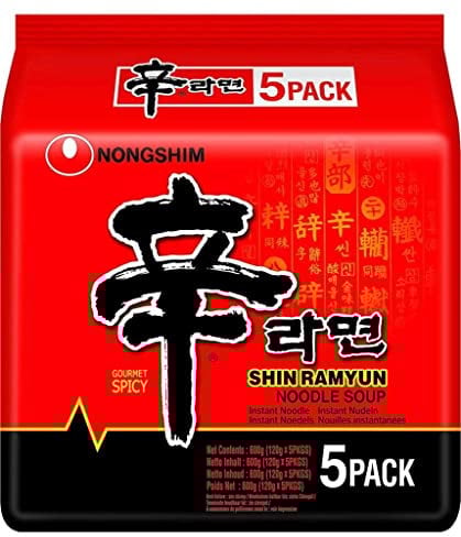 SPICEHUB Nongshim Shin Ramyun 120G(PACK OF 10) Instant Korean Style Traditional Spicy Noodle Soup Family Pack - Excellent for Snacking, Stir-Frying, Soups, Or As A Quick Side Dish