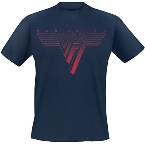 Van Halen Classic Red Logo Männer T-Shirt Navy 3XL 100% Baumwolle Band-Merch, Bands