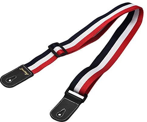 MECCANIXITY Gitarre Schultergurte Gürtel Gitarre Verstellbarer Gurt Rot/Weiß/Blau für Ukulele