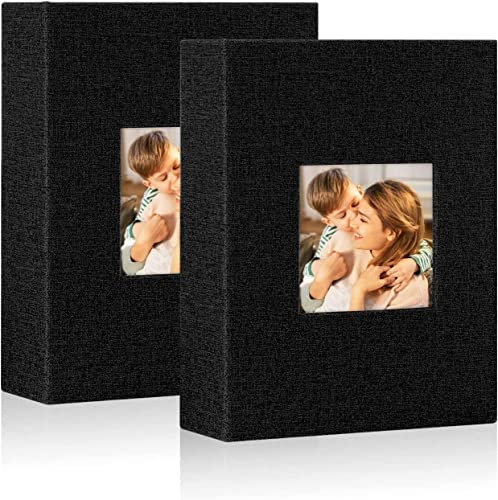 Lanpn Album Fotografico 13x18 50 con Tasche 2 Confezioni, Biancheria Album Foto Portafoto Verticale Tascabile Tasca Nero