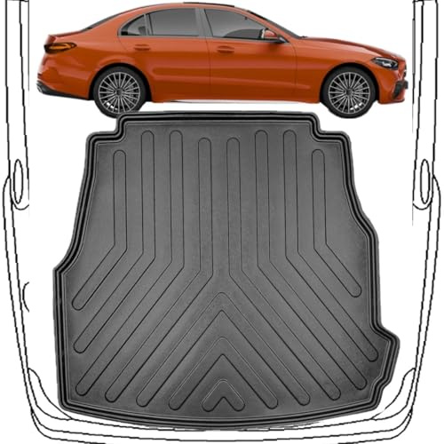 Trimak Passgenau 3D Kofferraumwanne Kompatibel mit Mercedes C Klasse W206 Limousine Sedan ab 2021 Kofferraummatte Schutzmatte Auto Zubehör Antirutschmatte Kantenschutz TPE