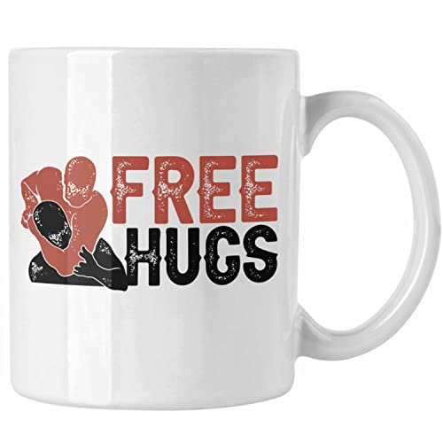 Trendation - Free Hugs Tasse Lustiges Brazilian Jiu Jitsu BJJ Geschenk Kampfsport (Weiß)