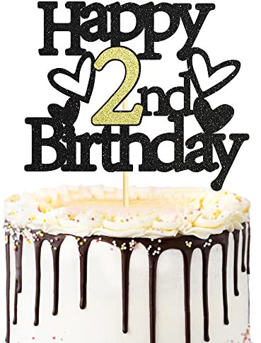 Sumerk 1 Stück Geburtstag Tortendeko 2 2.Geburtstag Tortendeko Happy 2nd Birthday Tortendeko Geburtstag Happy Birthday Cake Topper für 2 Jahre alter Junge und Mädchen