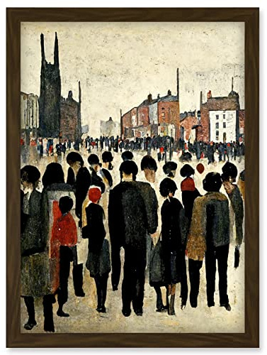 Doppelganger33 LTD 1940 Mid Century Industrial Northern Crowds In Street Cityscape Artwork Framed Wall Art Print A4