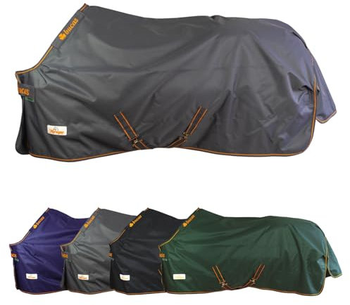 Marengos by Bucas - Winterdecke 1200D Irish Turnout | atmungsaktive & wasserdichte Outdoordecke mit Innenfutter & Kreuzbegurtung | Grau/Orange in Größe 125cm (50g/m² Füllung)