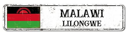 Capital Lilongwe Metallschild Malawi Vintage Aluminium Schild Landflaggen Stadt Souvenir Wandkunst Dekor Pub Diner Cafe Poster Home Bar Club Garten Bauernhof Garage Dekoration 10 x 45 cm