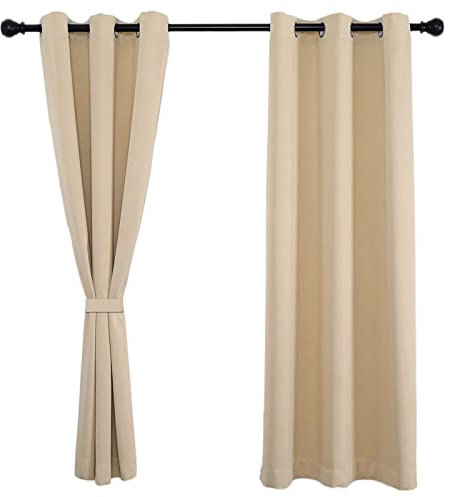 Sichtschutz Thermovorhang 300x200cm(H x B), Schlafzimmer Kinder Vorhang, Die Montierung und die Pflege ist sehr einfach für Wohnzimmer Schlafzimmer Küche 1Stück-beige