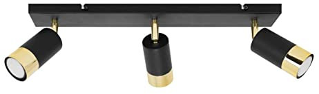 Light-Home Hugo Hängelampe - Deckenlampe für Wohnzimmer Schlafzimmer und Esszimmer- Pendelleuchte aus Metall und Glas - GU10-3-Flammig - Schwarz und Gold