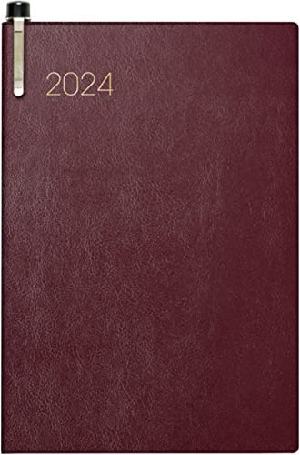 BRUNNEN Wochenkalender Modell 723 2024 2 Seiten = 1 Woche Blattgröße 7,6 x 11,2 cm bordeaux