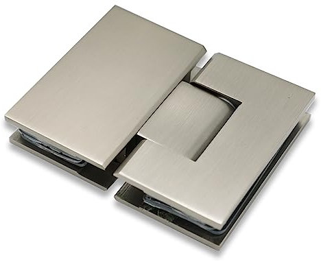 CKB 180 Degree Solid Brass Shower Door Hinge, Designed for 5/16(10mm) to 1/2(12mm) Thickness Tempered Glass, Frameless Shower Door Hardware kit with Brushed Nickel