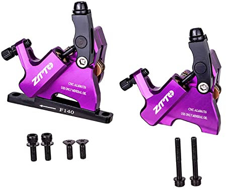 pistro Ultralight Bicycle Hydraulic Disc Brake Calipers Set with Mounting Bolt, 140mm Floating Discs Bike Repair Component Parts - Purple