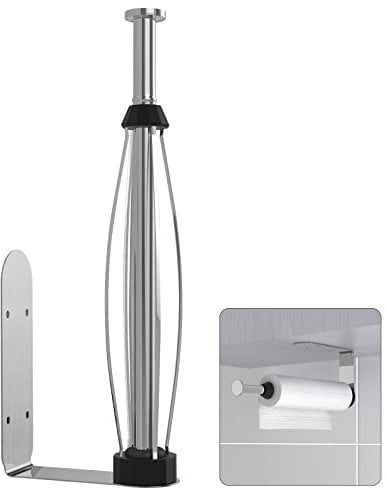 MENNYO Küchenrollenhalter Silber – Selbstklebend & Bohren, Dämpfung für Küche, Bad & Wohnzimmer, Praktischer Rollenhalter für Aufbewahrung & Organisation