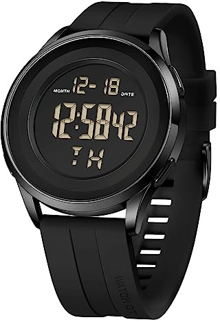 COSSINIGE Mens Digital Waterproof Military Watch for Men Silver Dive Tactical Sports Minimalist Ultra-Thin Wrist Watch