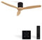 CREATE / WINDCALM M/Deckenventilator ABS Schwarz Hellesholzflügel-Optik mit Fernbedienung und Wandschalter / 40W, Leise, Ø132cm, Timer von 1 bis 4 Std., DC-Motor, Sommer-Winterbetrieb