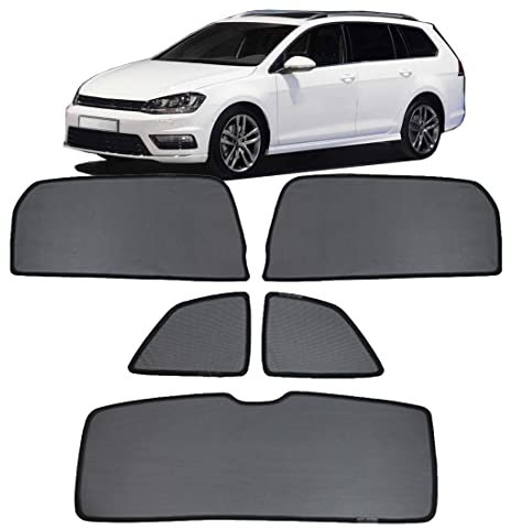 ZJIEX Simpler Auto-Sonnenschutz für Golf 7 Variant (2013-2020), Rear+Triangular+Back-windscreen, Magnetisch, Schwarz, 5 PCS