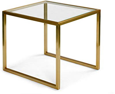 Couchtisch aus gehärtetem Glas, quadratischer Goldener Sofatisch, Zuhause, Schlafzimmer, Wohnzimmer, Beistelltisch, Nachttisch, 50 x 45 x 45 cm (Größe: 50 x 45 x 45 cm, Farbe: Gold)