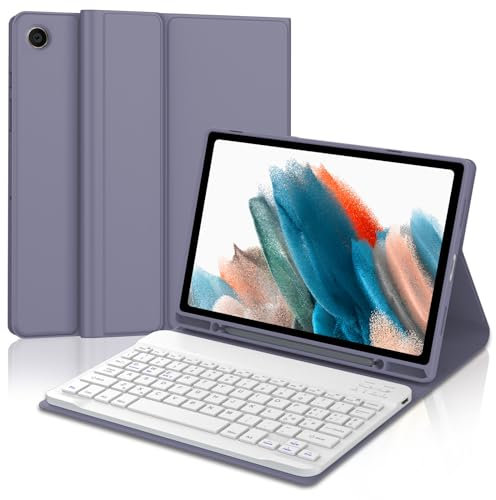 IVEOPPE Tastiera Samsung Galaxy Tab A8 10.5, Cover Custodia Tastiera Italiana Magnetic Bluetooth Rimovibile per Samsung Galaxy Tab A8 10.5 (SM-X200/X205/X207), Viola lavanda
