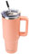 AQUAPHILE 40oz Tumbler with Handle, Double Walled Insulated Coffee Cup with Leak-Proof Lid and Straw, Stainless Steel Travel Mug for Hot or Cold Drinks(Peach Pink)