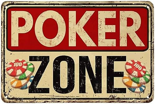 Vintage Poker Zone Lustige Vintage Metall Blechschilder Retro Garage Schilder Für Männer Wanddekorationen Altes Auto Shop Poster Öl Und Tankstelle Schild Man Cave Decor 20 X 30 CM