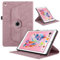 TEDTIKJT Tabletas Funda Compatible iPad 6/5. Generation 9.7 2018/2017 PU Cuero Cover Protectora iPad 6th Gen 360°Carcasa Giratoria de Soporte ángulo Múltiple con Auto-Sueño/Estela, Oro Rosa Árboles