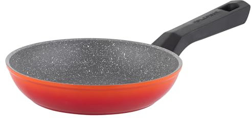 FLORINA Aluminium Bratpfanne 18 cm Durchmesser I Universalpfanne CHILI I Antihaftbeschichtung Stein-Imitierend I Punktinduktion I Pfanne Geeignet für Induktionsherd, Gasherd und Elektroherd (Orange)