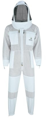 Imkeranzug Premium mit Atmungsnetz und Fechtschleier, L · weiß