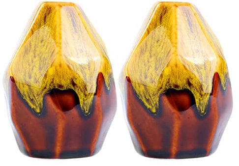 TOPBATHY 2stücke Keramikvase Gelb Für Zuhause Kreative Blumenvase Keramik Vase Zur Heimdekoration Facettenreiches Design Geeignet Für Büro Und Hotel