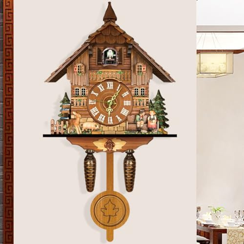 EurHomePlus Retro Kuckucksuhr traditioneller nordwestlicher europäischer Stil Kuckucksuhr Dekor Wanduhren Dekor DekorativeWohnzimmer Wanduhren Dekoration