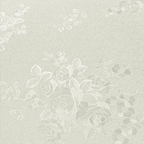 VEELIKE Tapete Beige Rose Strukturtapete Blumentapete Vintage Möbelfolie Muster Geprägt Blumen Tapeten Schlafzimmer Deko Wohnzimmer Selbstklebende Folie Möbel Badezimmer Wasserfest 40cm×300cm
