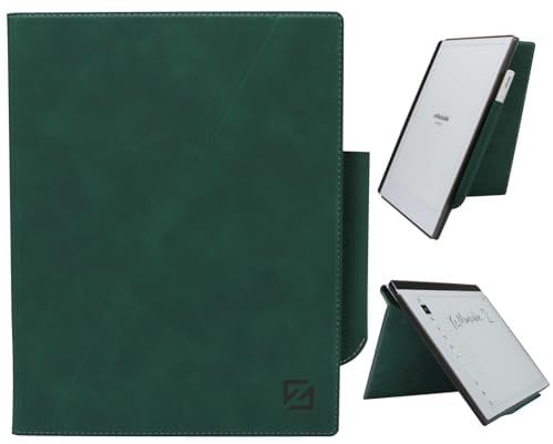 ZhaoCo Case for reMarkable 2 Paper Tablet 10.3 2020 Released, Slim Lightweight Protective Book Folio Stand Cover Leather Case with Built-in Pen Holder - Green