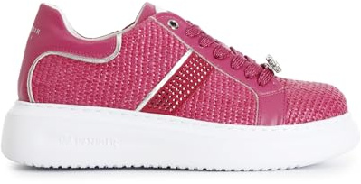 Cafè Noir C1DE9010V004390 Sneakers AUS Raffia-Stein MIT SEITLICHEN Strass- UND Pick-ON-JUWELEN-Accessoires Fuxia 39