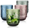 Joeyan Verre a Eau coloré, 360ML Empilable Multicolore Verres à Boire Gobelet Vintage en Relief Fleur,Lot de 4 Verre de Table,pour Jus Boissons Bière Cocktail Limonade,jus Sécurité au Lave Vaisselle