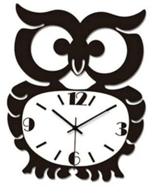 MUSISALY Silent Sweep Owl Clock Schwarze Acryl-wanduhr Für Wohnzimmer Büro Schlafzimmer Wanddekoration