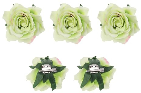 QUARKZMAN 5 Pcs Pinces à Cheveux en Forme de Rose 4 Pouces Épingles à Cheveux en Forme de Fleur Broche à Fleurs Accessoires pour Cheveux pour Femmes, Vert Coloré