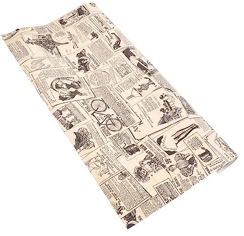 KITANDOVE 1rolle Vintage Tapete Selbstklebend Retro Zeitungsdesign Für Schlafzimmer Und Küche Abnehmbare Wanddekoration Einfach Anzubringen Und Wiederverwendbar