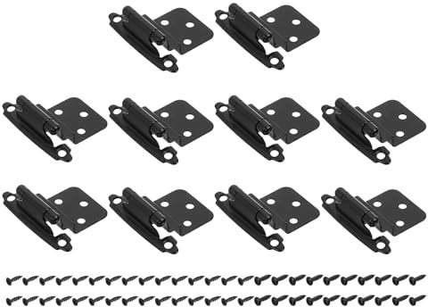 sourcing map 3/8 Cabinet Kitchen Inset Hinges, 20Pcs Self Closing Cupboard Hinges for Face Frame Kitchen Cabinet Door with Screws, Black