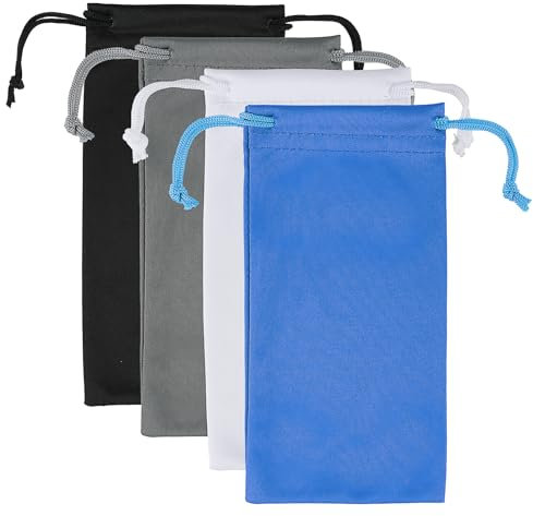 Tucnoeu 4 Stück Brillenbeutel Sonnenbrillen Etui, Brillenetui Weich, Polyester Brillen Tasche Staubdicht und Kratzfest Ideal für Reisen und Alltag