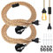 2 Pièces Lustre Corde de Chanvre, Lustre Corde 4.5 Mètres, Kit de Suspension Luminaire avec Douille E27 Interrupteur, Vintage DIY Lumière Pendante pour Industrielle, Bar, Maison, Lampe Créative